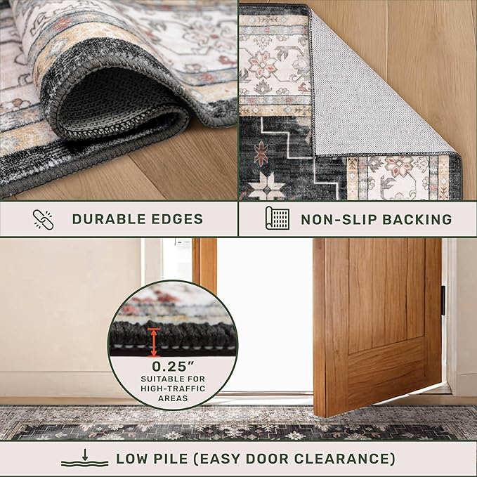 Black Boho Rug for Living Room 9x12 - Image 4