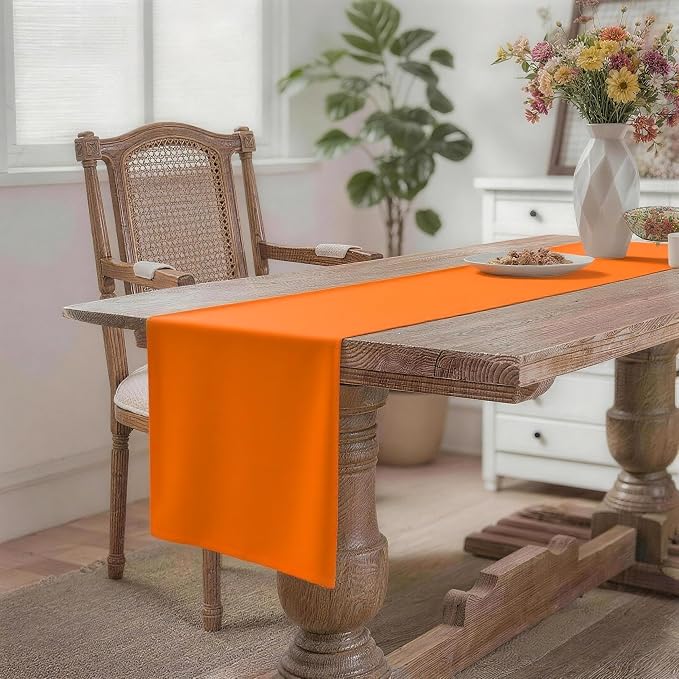 MEANMOY Orange Table Runner 36 Inches Long Waterproof Table Runners | Washable - Image 2