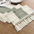 EMMTEEY Boho Table Runner with Tassels 94 Inches Long, Sage Green | Handmade by EMMTEEY