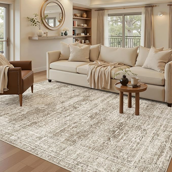 Soalmost 7x9 Area Rug for Living Room Washable Abstract Vintage Soft Thin - Image 2
