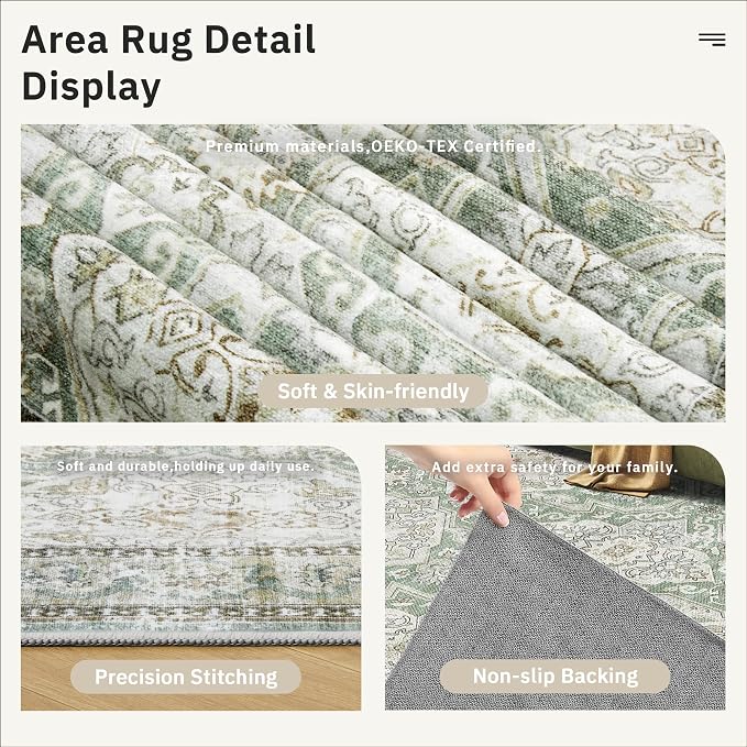Soalmost 6x9 Area Rug for Living Room Washable 6x9 Rug Non-Slip Modern Rugs for - Image 6