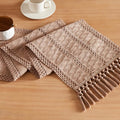 Macrame Style Boho Table Runner, 12x48 Inch Taupe | Woven Boho Table Runner by ZEEMARTONLINE