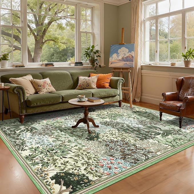 GarveeHome Forest Rugs 6x9, Botanical Low Pile Non Slip Stain Resistance - Image 8