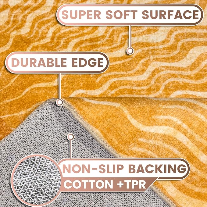 Washable 9x12 Sun Area Rug for Living Room, Retro Brown Sun Modern Boho Large - Image 3