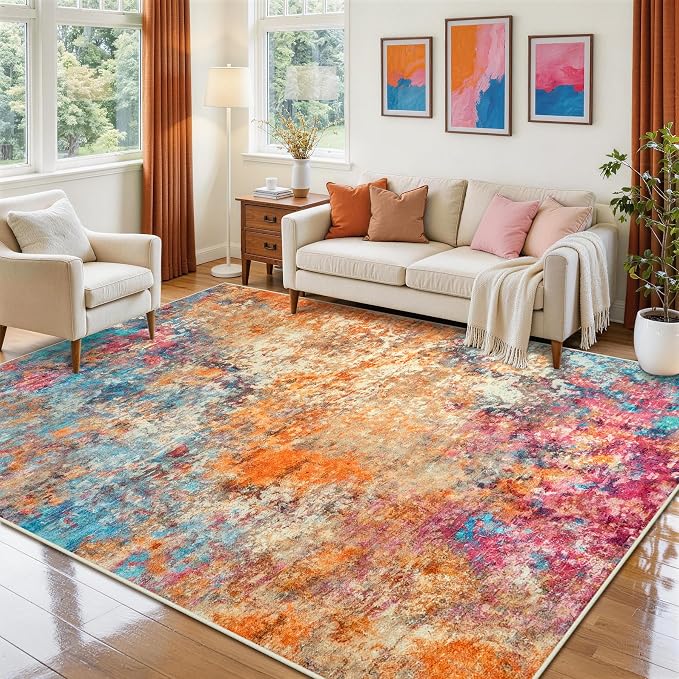6x9 Area Rugs for Living Room Rug Washable: Abstract Rug for Dining Room - Image 9