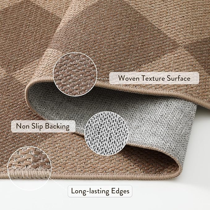 Lahome Colette Checkered Easy Jute 6x9 Rug, Large Rugs - Image 4
