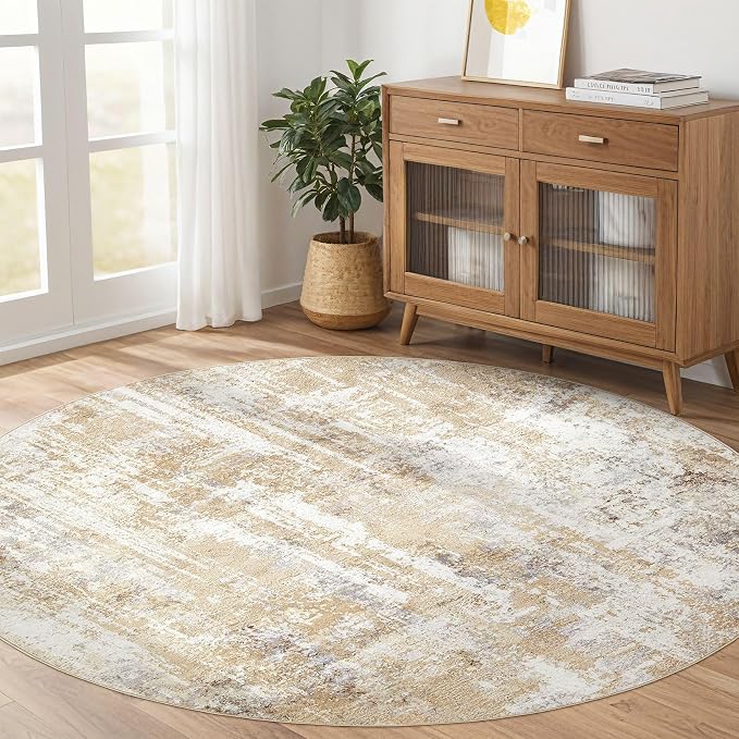 LOONGRUG Round Rug Living Room Rugs: 8Ft Washable Circle Large Abstract Modern - Image 8