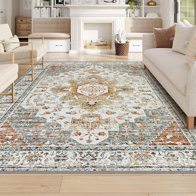 Moynesa Living Room Area Rug 9x12, Ultra-Thin Washable Large Rugs by Moynesa