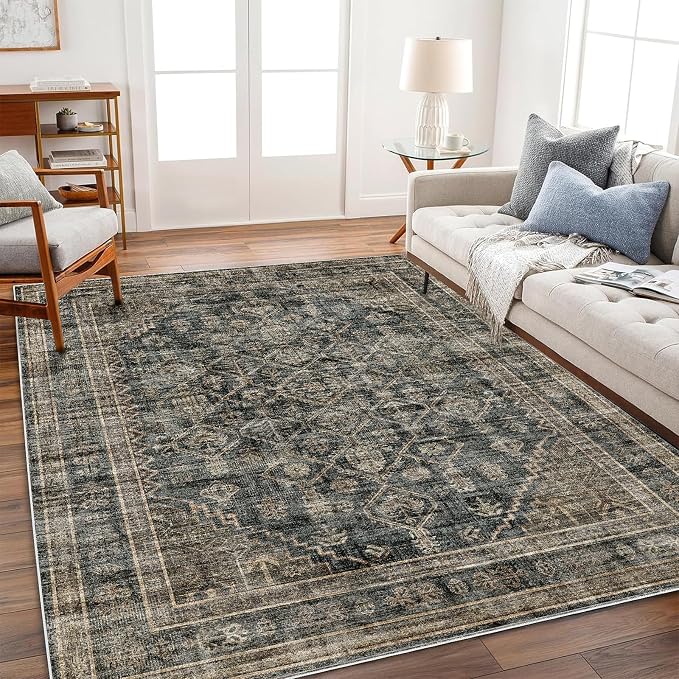 CHAMPLANT Area Rug 6'x9' Washable Vintage Traditional Floor Cover Thin Retro by CHAMPLANT