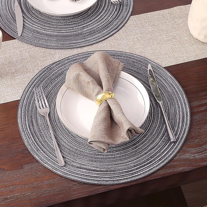 SHACOS Round Placemats Set of 4 Round Braided Placemats 15 inch Cotton - Image 8