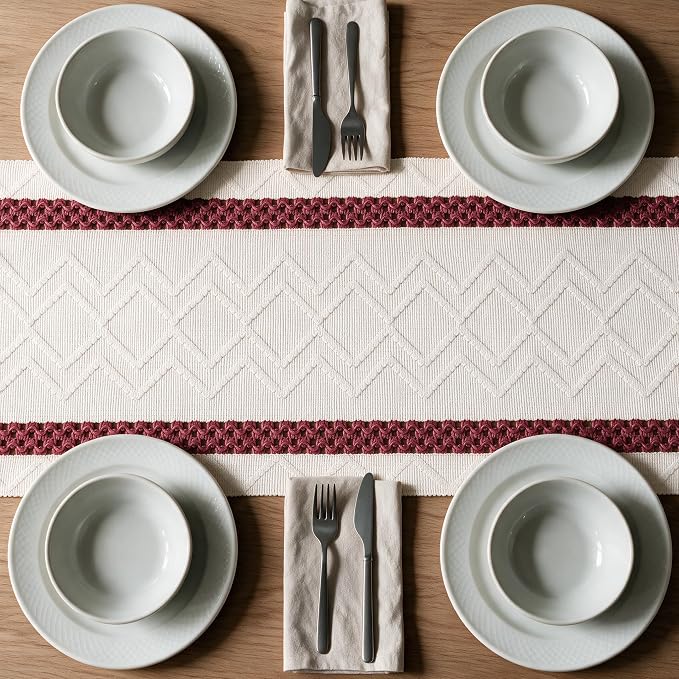 Artoid Mode Red Stripe Woven Rustic Table Runner 12x48 Inch | Holiday Kitchen - Image 5