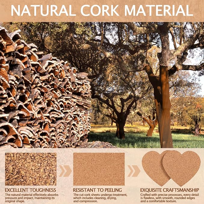 100 PCS Cork Coasters for Laser Engraving, Thick Absorbent Blank Coasters | 4 - Image 3