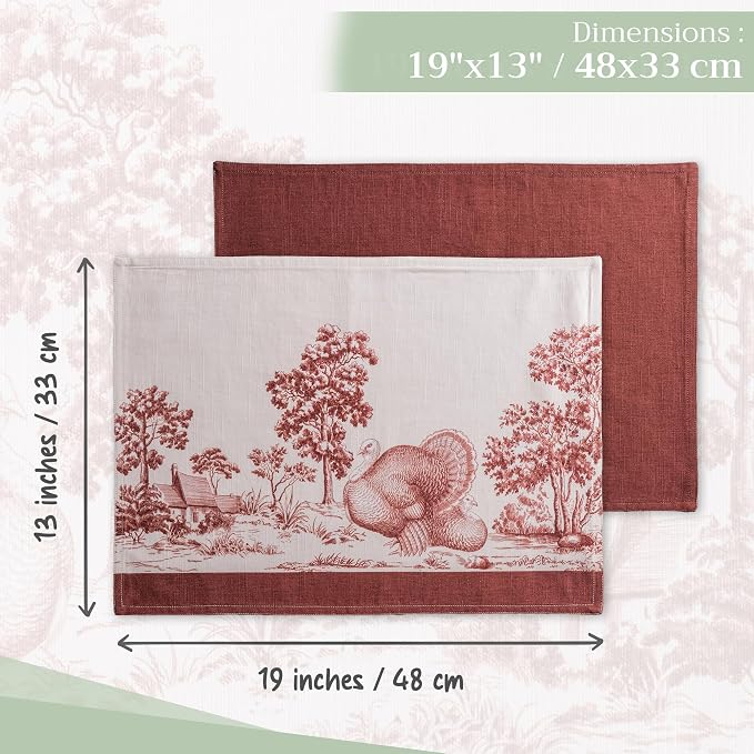 Maison d' Hermine Placemats Set of 4 Reusable 100% Cotton | Cloth Place Mats - Image 4