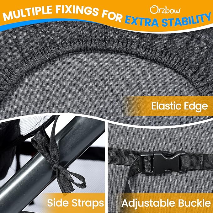 Orzbow 2-in-1 Baby Mosquito Net with UPF50+ Sunshade for Stroller, Breathable Stroller Mosquito Netting Privacy Cover with Two-Way Zipper & Storage Bag for Bassinet, Carrycot & Car Seat, Black