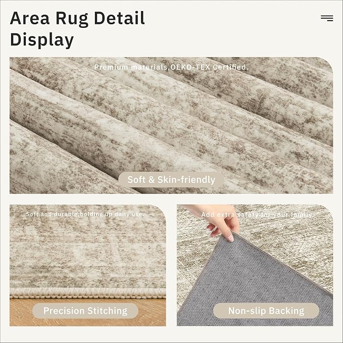 Soalmost 9x12 Area Rugs for Living Room, Non Slip Machine Washable Vintage Rugs - Image 6