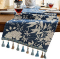 Botanical Jacquard Floral Dining Table Runner Blue 13 x 71 Inch | Jacquard by HomeyHo