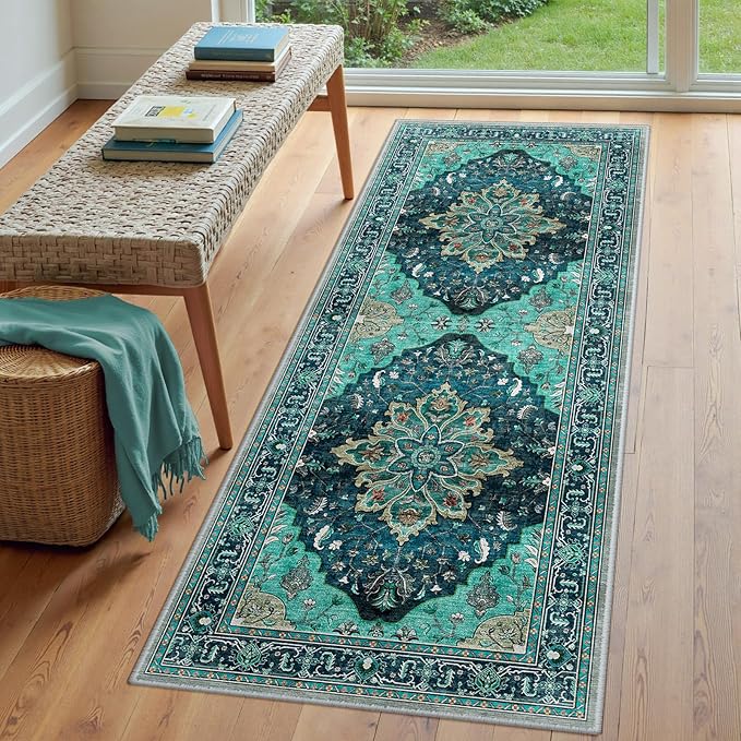 RELEANY Area Rugs Runner 3'x6' Washable Non-Slip, Floral Vintage Distress - Image 3