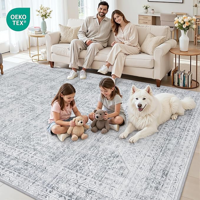 6x9 Area Rugs for Living Room: Vintage Boho Neutral Washable Rug Indoor Soft - Image 8