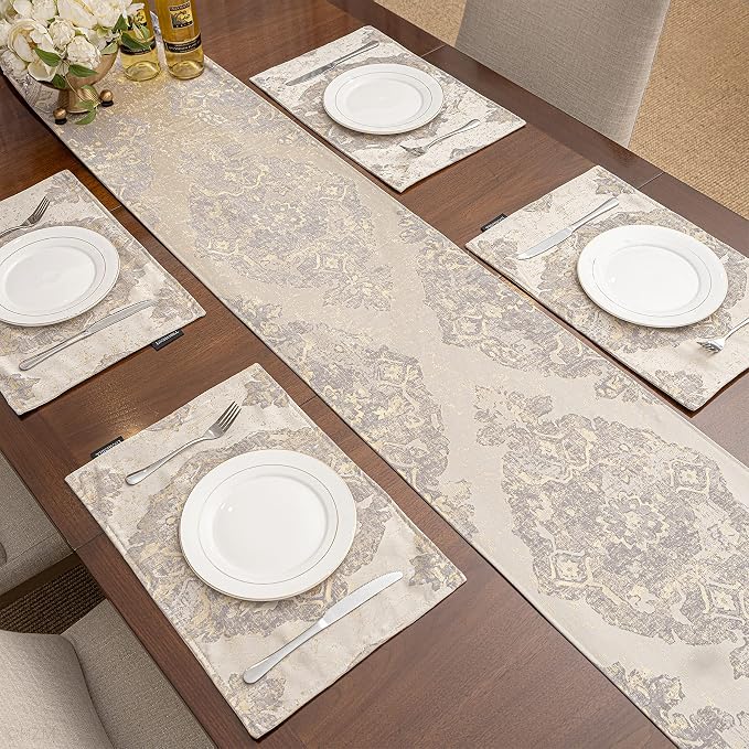 Loom and Mill Luxury Elegant Damask Table Runner 108 inches Long, 13x108 inch - Image 7
