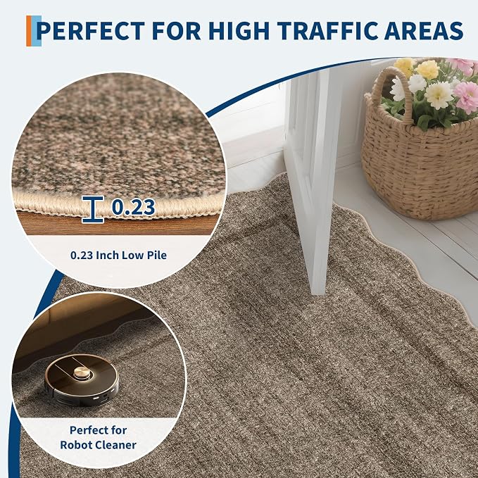 GarveeHome Scalloped Washable Round Rugs, Non-Slip Soft Round Rug 4ft Ultra-Thin - Image 5