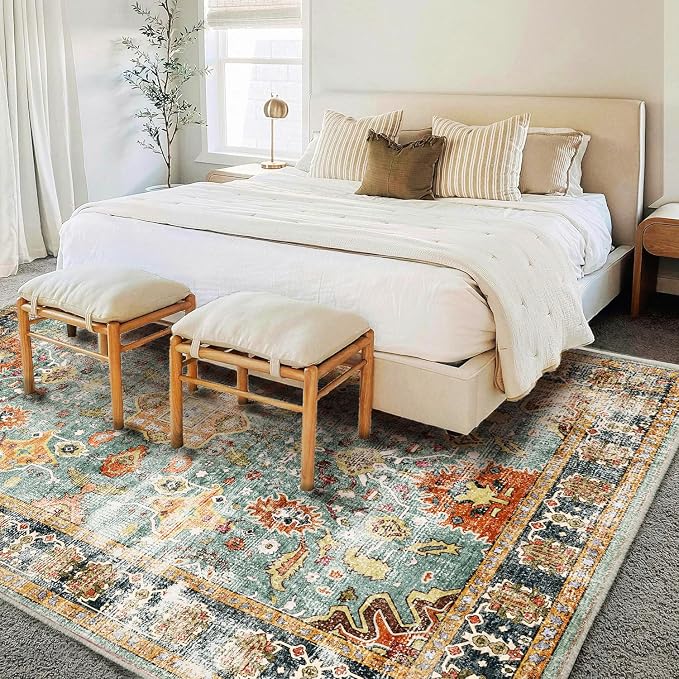 CHAMPLANT Area Rug 10'x14' Washable Vintage Traditional Mat Distressed Indoor - Image 2