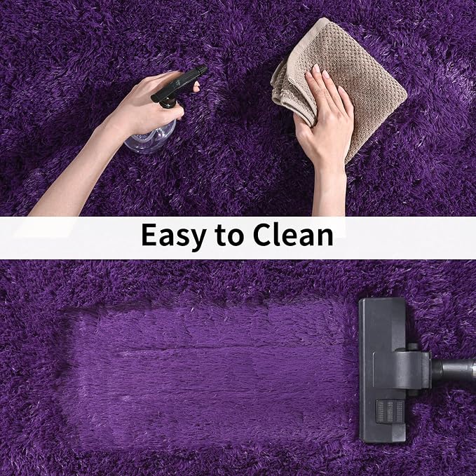 Soft Runner Rugs for Bedroom Hallways, 2 Packs 2x6 Purple Fluffy Shag Throw - Image 7
