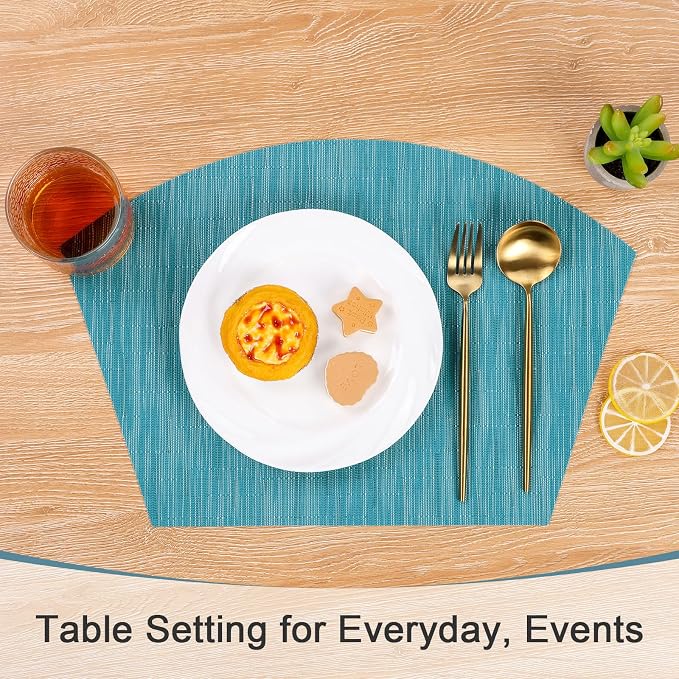 SHACOS Wedge Shape Placemats Set of 4 Round Table Placemats Heat Resistant - Image 8