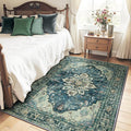 RELEANY Area Rugs 4'x5' Washable Non-Slip, Floral Vintage Distress Medallion by RELEANY