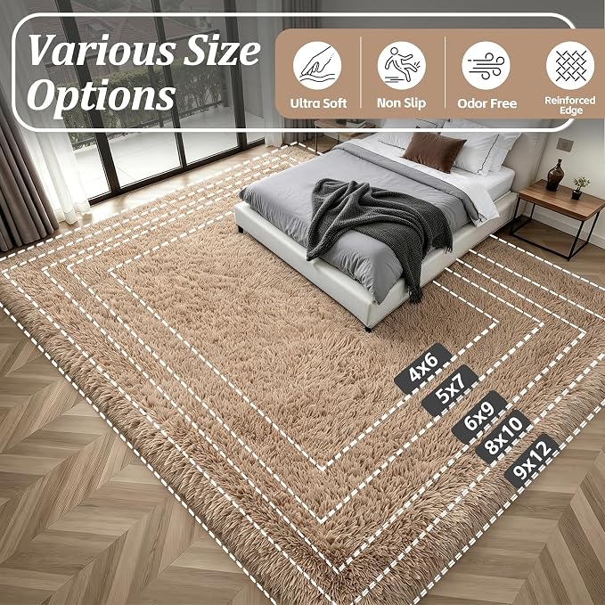 Fluffy Area Rugs 9x12 Living Room Bedroom: Ultra Soft Shag Rug Upgrade Non-Slip - Image 9