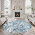 Soalmost 6x6 Blue/Grey Round Rug 6ft Living Room Circle Rug Vintage Round Area by Soalmost
