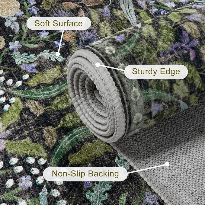 AMTOVO 2x3 Washable Entryway Area Rug Door Mat, Vintage Boho Floral Distressed - Image 8