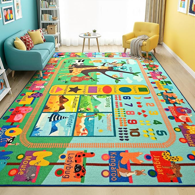 Maxsoft Kids Rug for Playroom, Educational 4x6 Play Mat for Classroom, Washable - Image 6
