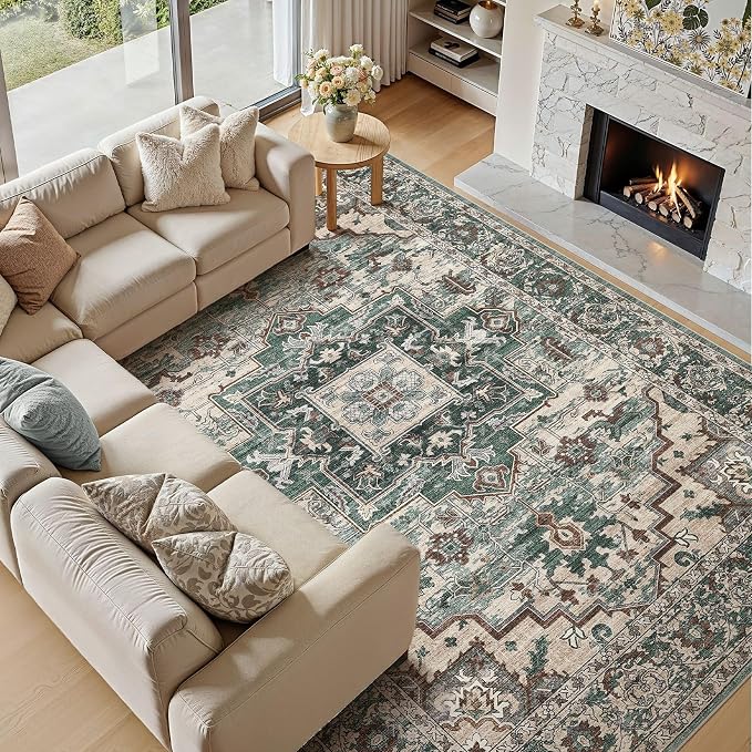 5x7 Area Rugs Living Room: Washable Vintage Rug Large Non-Slip Stain Resistant - Image 6