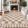 GarveeHome Brown Checkered Rug 5×7 Area Rugs by GarveeHome