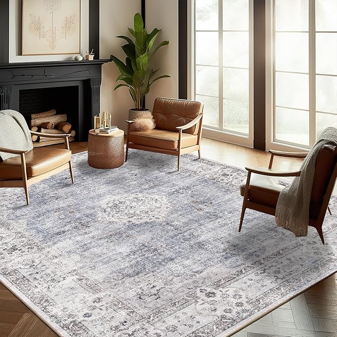 CHAMPLANT Washable Area Rug 10'x14' Boho Design Non-Shedding Easy Care Ideal by CHAMPLANT