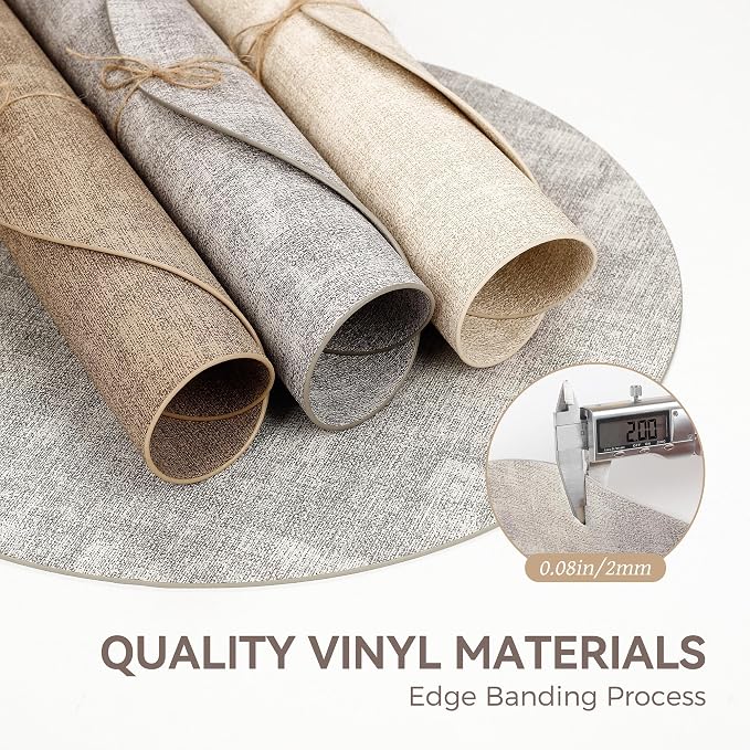 13" Round Placemats Set of 8, Reversible Faux Leather Heat Resistant Table Mats - Image 5
