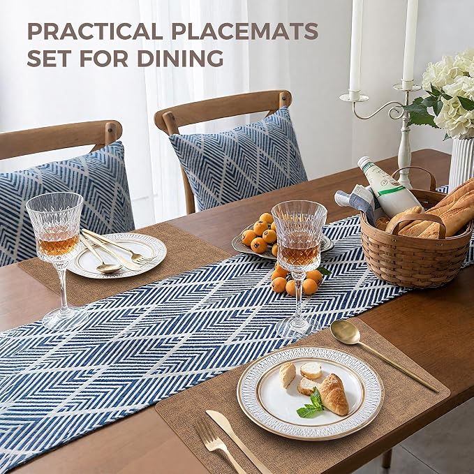 NCUE Vinyl Placemats Set of 6, Heat Resistant, Nonslip Faux Leather Waterproof - Image 5