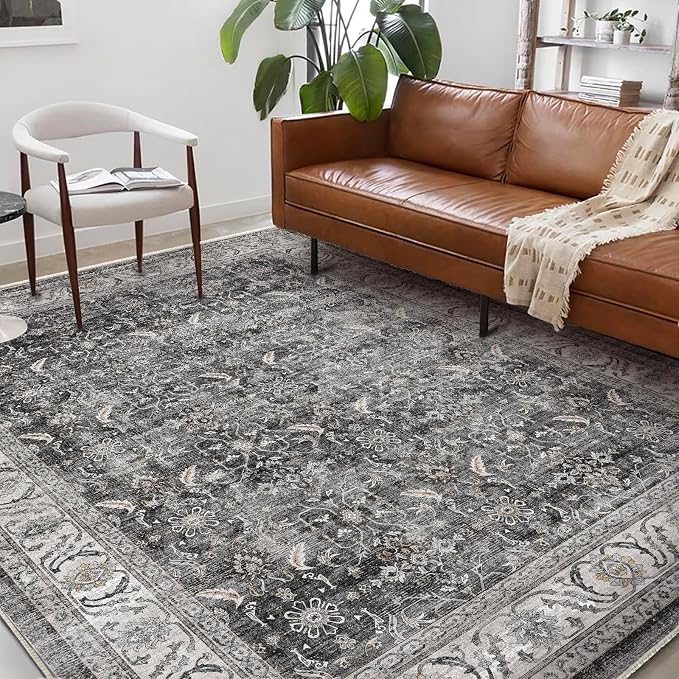 CHAMPLANT Washable Area Rug 8'x10' Retro Boho Design Non-Shedding Non-Slip Easy by CHAMPLANT