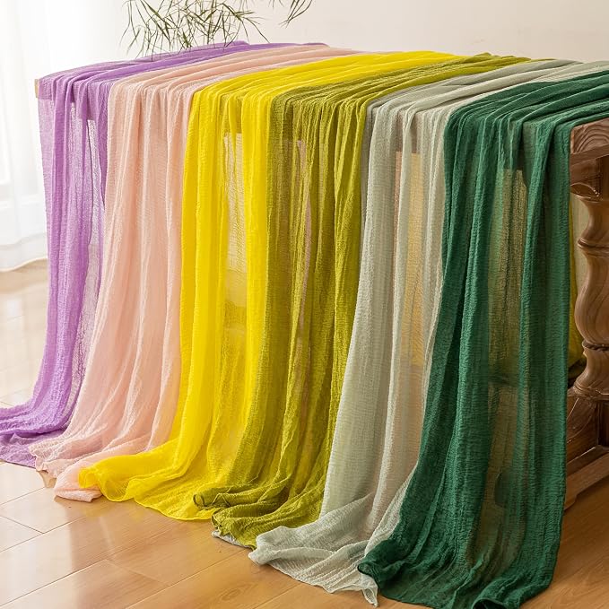 Fall Golden Cheesecloth Table Runner 120 Inch Party Home Decorations | - Image 7