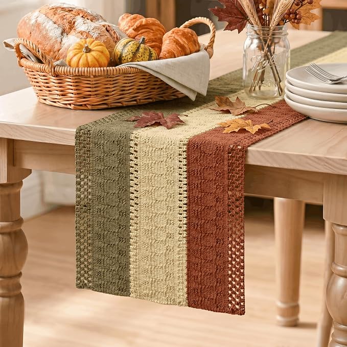 Artoid Mode Caramel Brown Coffee Farmhouse Rustic Table Runner 12x36 Inch | by ArtoidMode