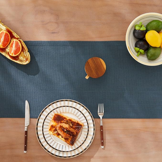Rustic Cotton Linen Table Runner, 13x48 Inches Navy | Farmhouse Style Linen - Image 5