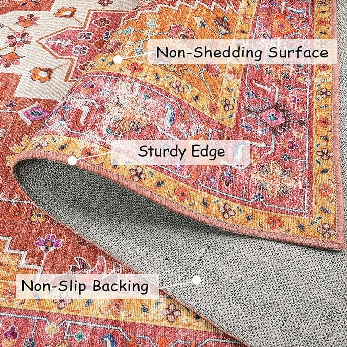 Moynesa Ultra-Thin Washable Vintage Area Rug - Image 3