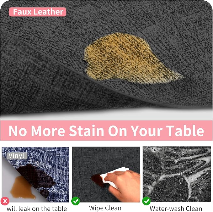Maxpearl Faux Leather Placemats Set of 6, Dark Grey | Waterproof - Image 5