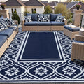 HUGEAR Outdoor Rug 8x10 Patio Camping Carpet Waterproof Mat Blue Outside by HUGEAR