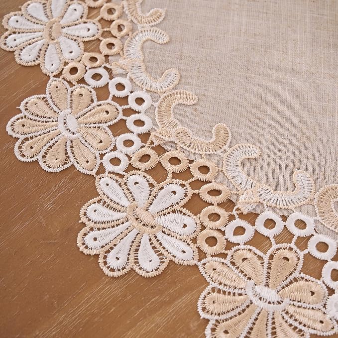 European Antique Jacquard Lace Table Doilies, Small Farmhouse Linen Embroidered - Image 7