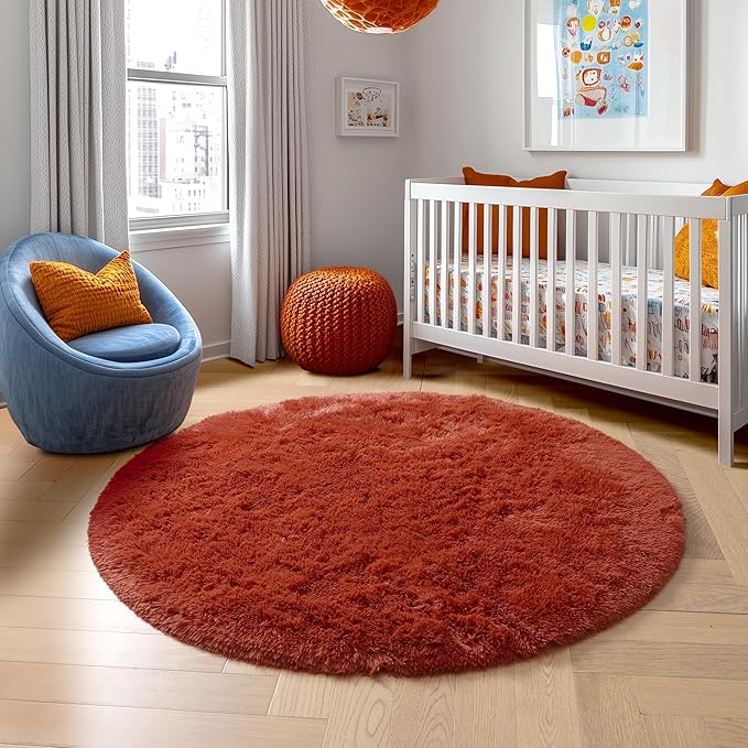 Amdrebio Terracotta Rust Round Circle Rug 6Ft - Image 8