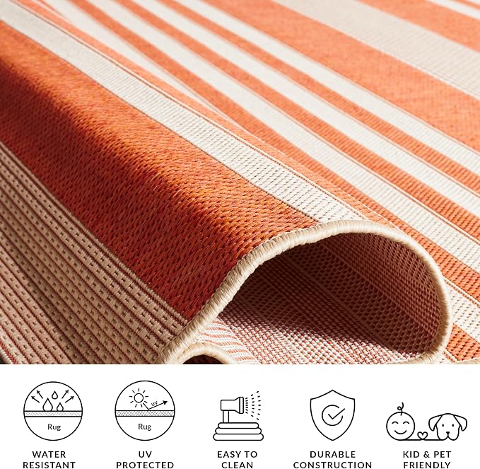 SAFAVIEH Courtyard Collection 2'3" x 16' Terracotta/Beige CY6062 Stripe Indoor/ - Image 4