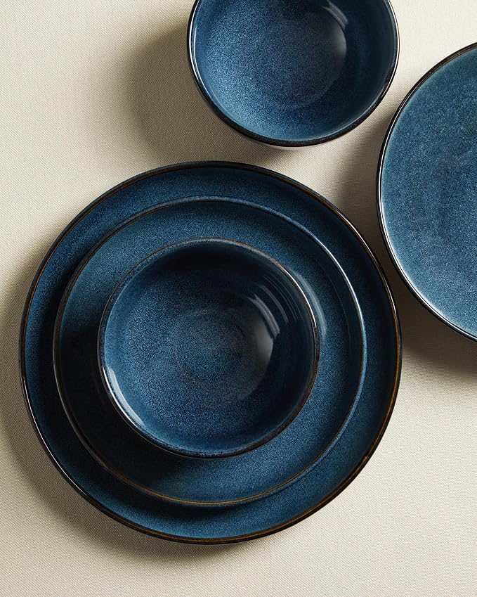 Stoneware Dinnerware Sets for 6, 18 Pieces Ceramic Plates and Bowls Sets - Image 3