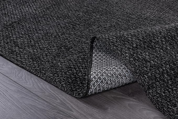 CAMILSON Easy Jute Rug 4x6, Indoor Outdoor Dark Gray Black Farmhouse Area Rugs - Image 3