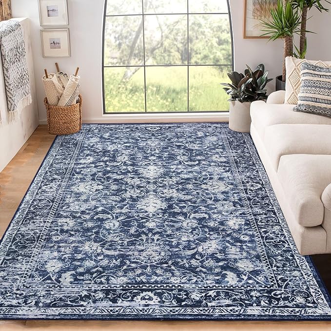 KILOCOCO Area Rug 6x9 Living Room Rug Washable Printed Vintage Floral Non Slip by Kilococo